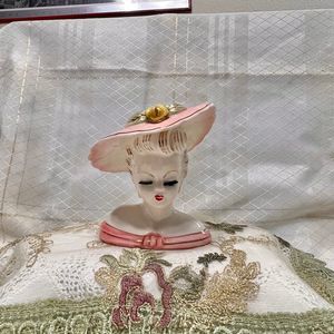 VTG Lefton Lady Head Vase Planter, Vintage 1950s Indoor Planter Vintage Planters